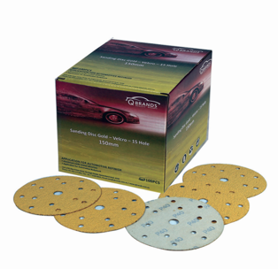 SANDING DISC GOLD - VELCRO - 15 HOLE/150MM