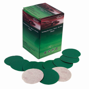 GREEN DISC - VELCRO - NO HOLE/75MM - BX 100